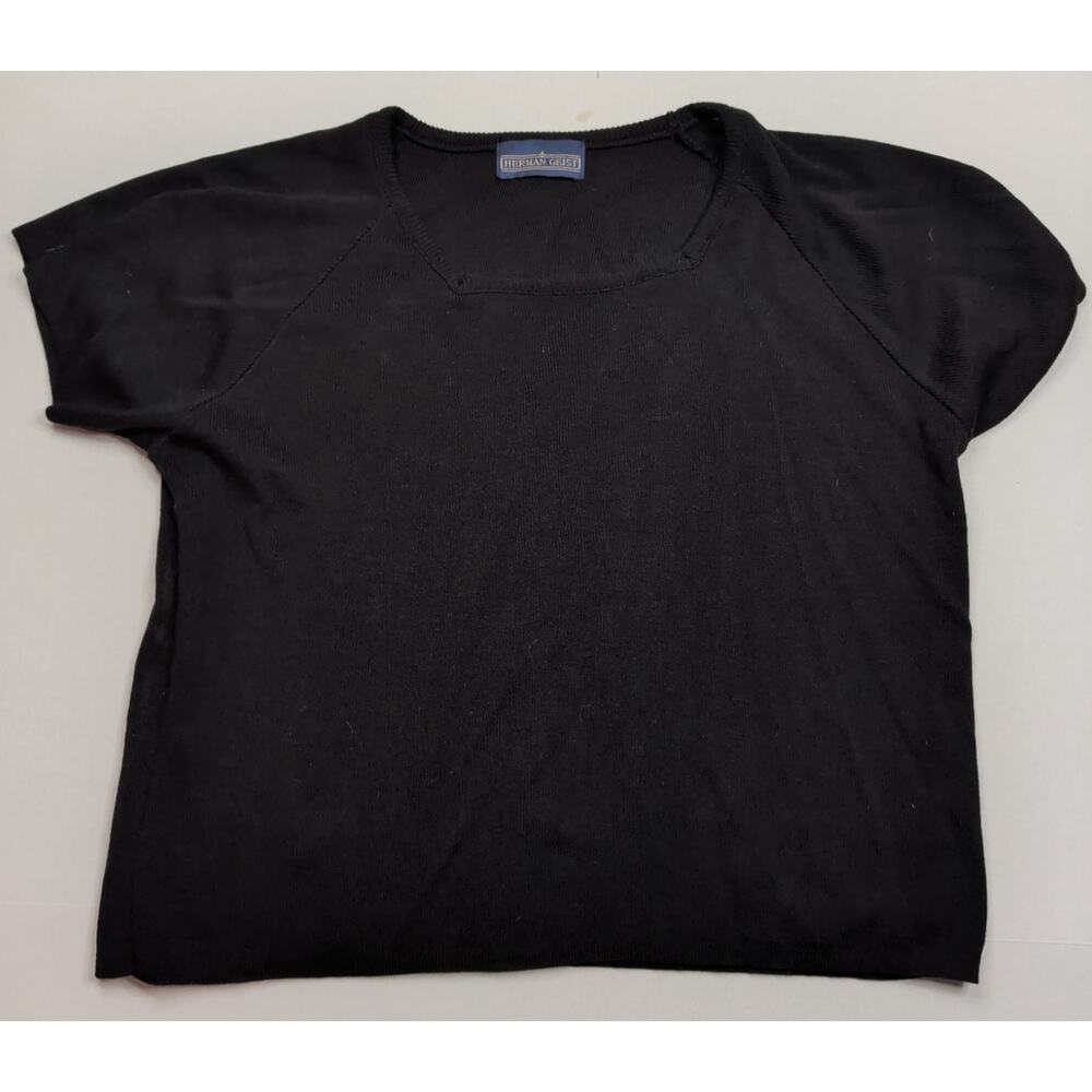 Vintage 90’s Herman Geist Knit Top Square Neck Black Sweater Large